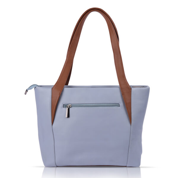 Beutel Classic Light Blue Tote Bag – Chic Faux Leather Handbag with Brown Handles, Ideal for Work, Shopping & Daily Essentials, Stylish & Spacious Shoulder Bag