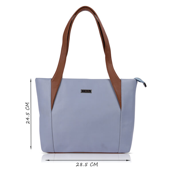 Beutel Classic Light Blue Tote Bag – Chic Faux Leather Handbag with Brown Handles, Ideal for Work, Shopping & Daily Essentials, Stylish & Spacious Shoulder Bag