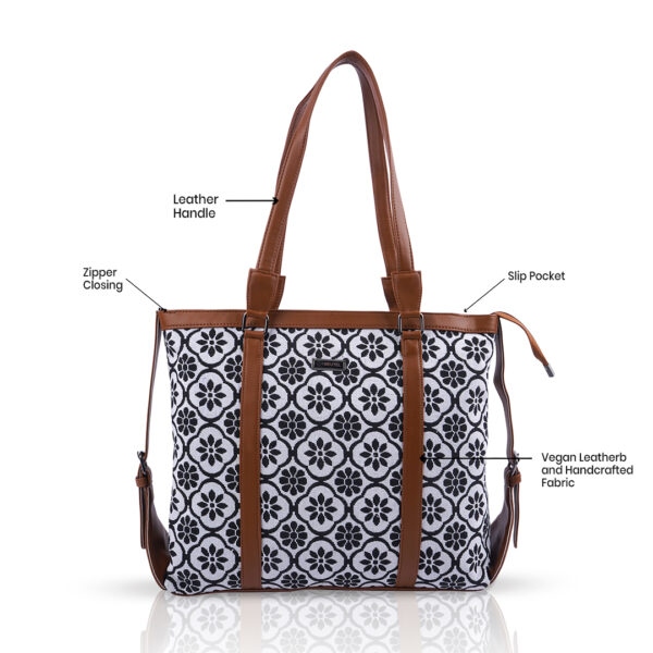 Large Capacity Croco Pattern Office Bags - Blank & White - Image 5